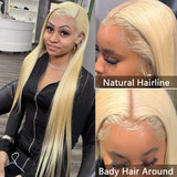613 Platinum Blonde 13x4 Lace Frontal Wig Straight Body Wave Lace Front Human Hair Wigs